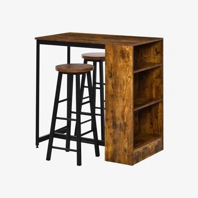 Furniture123 Rustic Wood Effect Bar Table and Stool Set - Seats 2 - Ryder
