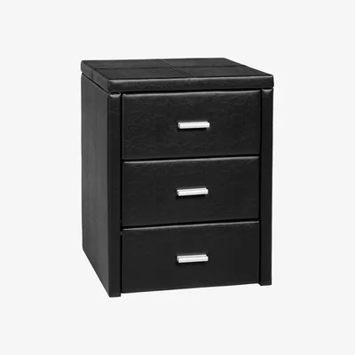Furniture123 GRADE A1 - Seconique Prado Black Faux Leather 3 Drawer Bedside Table