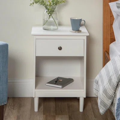 Furniture123 Foster Modern 1 Drawer Bedside Table in White