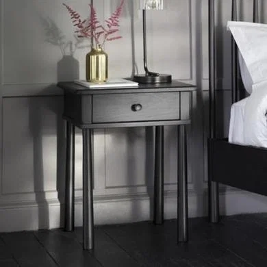 Furniture123 Caspian House Black 1 Drawer Bedside