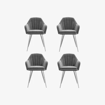 Furniture123 Set of 4 Grey Velvet Dining Chairs - Logan