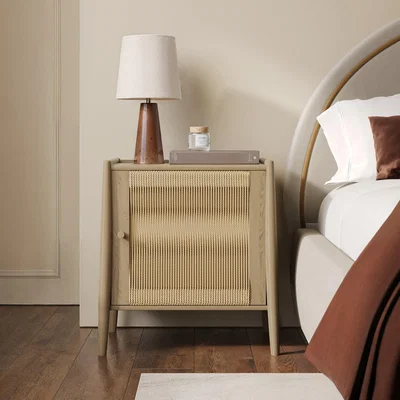 Furniture123 Oak Bedside Table with Single Door - Halle