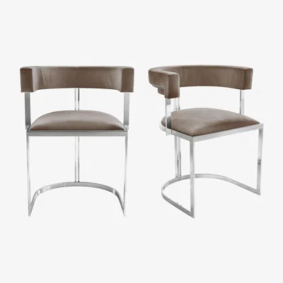 Furniture123 Set of 2 Mink Velvet Tub Dining Chairs - Alana Boutique