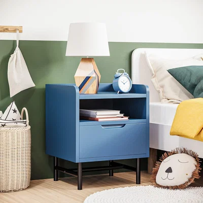 Furniture123 Kids Blue Bedside Table with Drawer - Rueben
