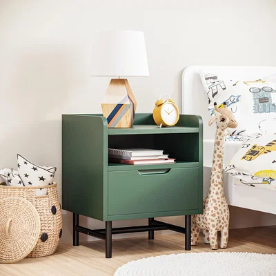 Furniture123 Kids Green Bedside Table with Drawer - Rueben