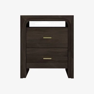 Furniture123 Dark Mango Wood 2 Drawer Bedside Table - Vixen