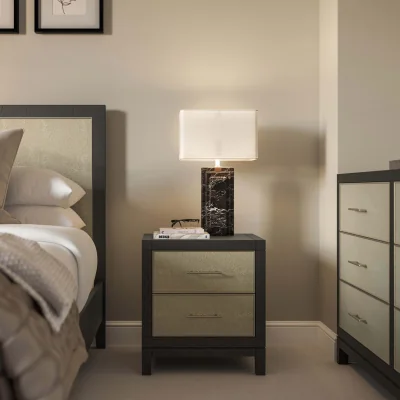 Feather & Black Rae Bedside Chest, Black / Shagreen