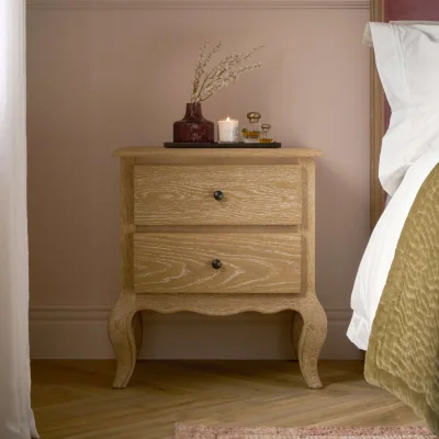 Feather & Black Sienna Beau 2 Drawer Bedside, Weathered Oak