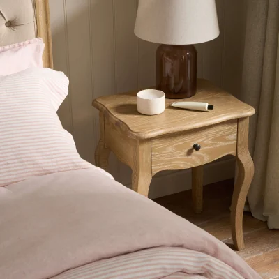 Feather & Black Sienna Beau 1 Drawer Bedside, Weathered Oak