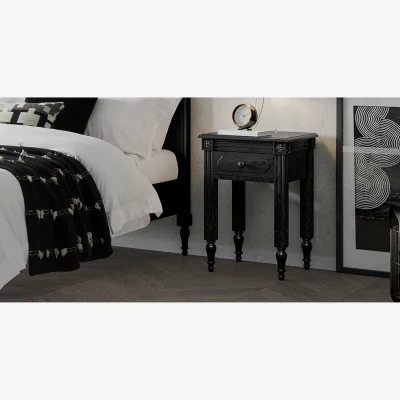 Feather & Black Casterton Bedside Table - Black