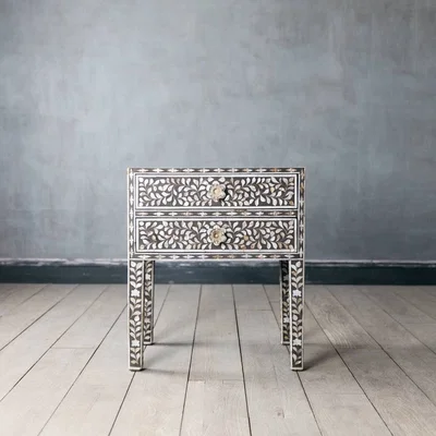Graham & Green Maxi Grey Mother of Pearl Bedside Table