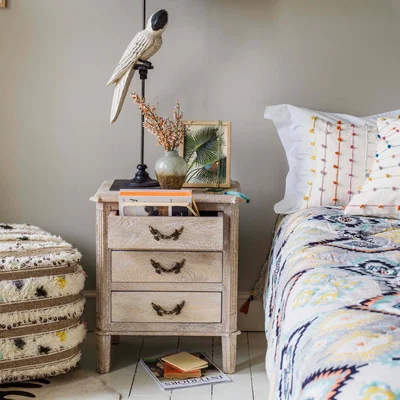 Graham & Green Chantilly Whitewashed Bedside Table