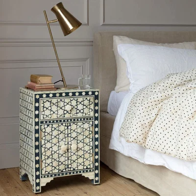 Graham & Green Jupiter Star Bone Inlay Bedside Table