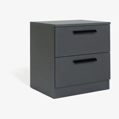 Habitat Habitat Munich 2 Drawer Bedside Table - Anthracite