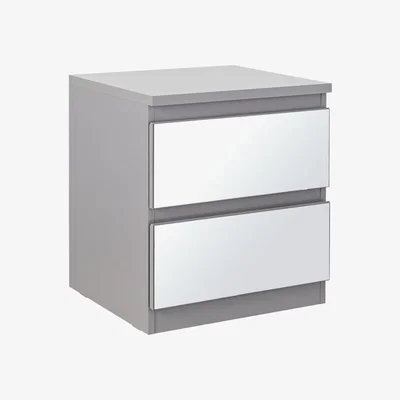 Habitat Habitat Jenson Gloss 2 Drawer Mirror Bedside Table - Grey