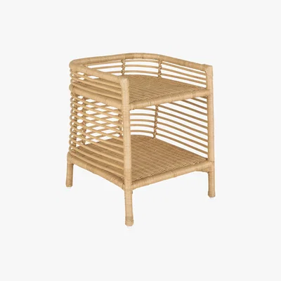 Habitat Nadia Natural Handwoven Rattan Bedside Table With Shelf, Natural