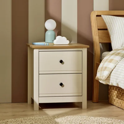 Habitat Habitat Brooklyn 2 Drawer Bedside Table - Cream and Oak