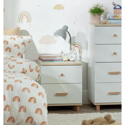 Habitat Habitat Kids Melby 2 Drawer Bedside Table - White and Acacia