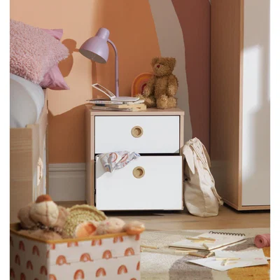 Habitat Habitat Kids Camden 2 Drawer Bedside Table - White & Acacia