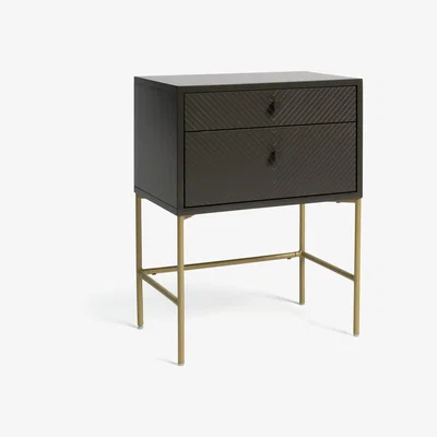 Habitat Habitat Barcelona 2 Drawer Bedside Table - Charcoal