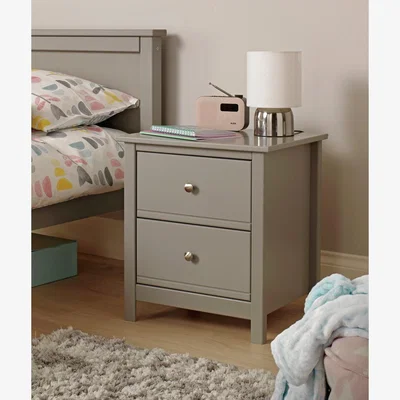 Habitat Habitat Brooklyn 2 Drawer Bedside Table - Grey