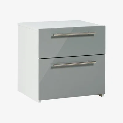 Habitat Habitat Atlas 2 Drawer Bedside Table - Grey Gloss