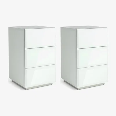 Habitat Habitat Mayfair 2 Bedside Tables Set - White Glass