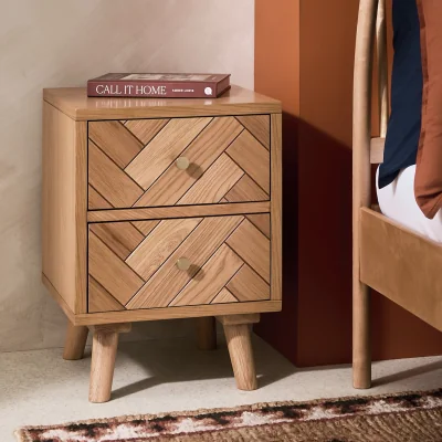 Habitat Habitat Afram 2 Drawer Bedside Table - Oak