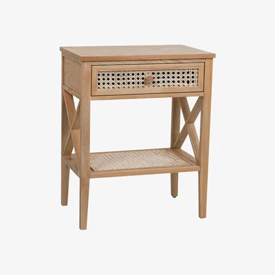Habitat Habitat Mornington Rattan 1 Drawer Bedside Table - Oak