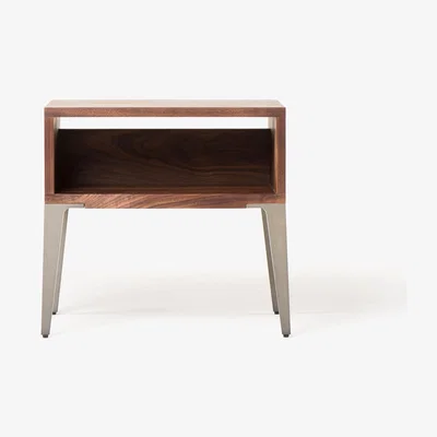 Heal's De La Espada Bretton Bedside Table Walnut Taupe Legs - Heal's UK Bedroom Furniture