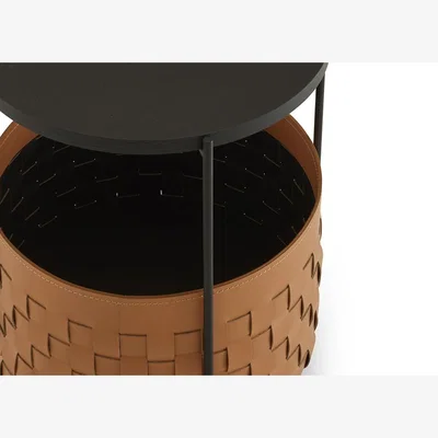 Heal's Ligne Roset Cestino Bedside Table Natural Synderme Leather