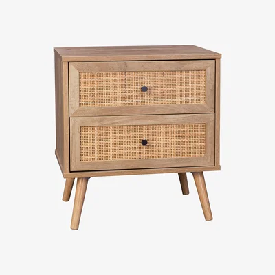 Homebase Kubu Rattan 2 Drawer Bedside Table