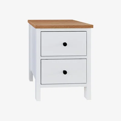 Homebase Ren 2 Drawer Bedside Table - White