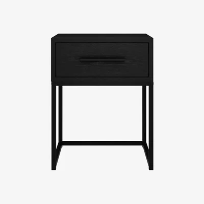 Homebase Bray Matte Black Bedside Cabinet