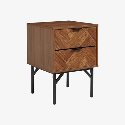 Homebase Fulford Chevron 2 Drawer Bedside Table