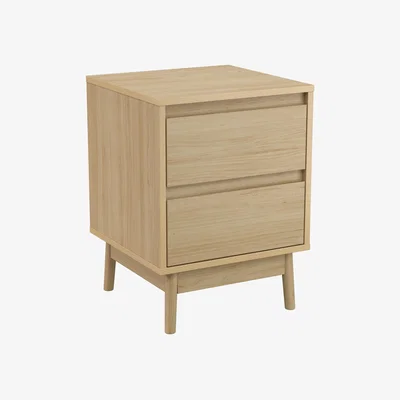 Homebase Mason 2 Drawer Bedside Table - Oak