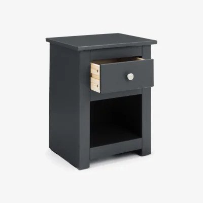 Happy Beds Radley - 1 Drawer Bedside Table - Grey - Wooden - Happy Beds