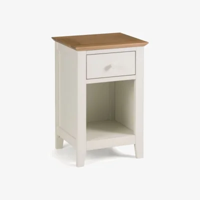 Happy Beds Salerno - 1 Drawer Bedside Table - Ivory/Oak - Wooden - Happy Beds