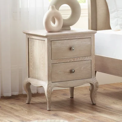 Happy Beds Camille - 2-Drawer Bedside Table - Oak - Wooden - Happy Beds
