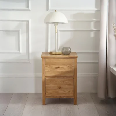 Happy Beds Coxmoor – 2-Drawer Bedside Table – Oak – Wooden - Happy Beds
