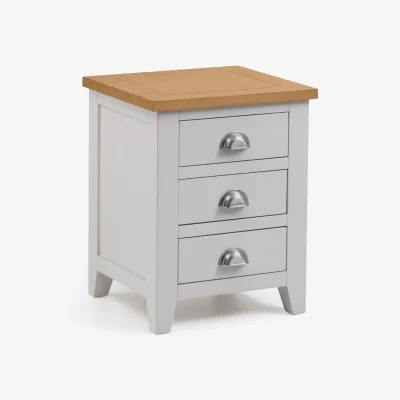 Happy Beds Richmond - 3 Drawer Bedside Table - Grey/Oak - Wooden - Happy Beds