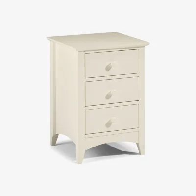 Happy Beds Cameo - 3 Drawer Bedside Table - Stone White Wooden - Happy Beds