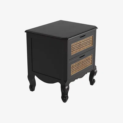John Lewis Laura Ashley Montpellier 2 Drawer Bedside Table, Black
