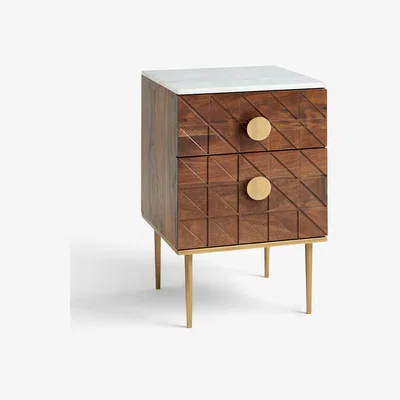 John Lewis John Lewis & Partners Trinity Marble Bedside Table, Brown