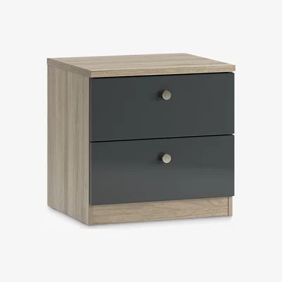 John Lewis House by John Lewis Mix it Bedside Table, Grey Ash/Gloss Steel