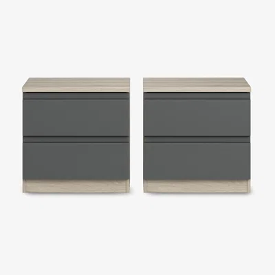 John Lewis ANYDAY John Lewis & Partners Mix It Bedside Tables, Set of 2, Grey Ash/Gloss Steel