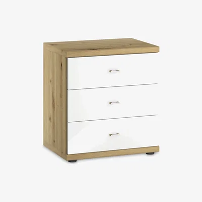 John Lewis John Lewis & Partners Elstra 3 Drawer Glass Front Bedside Table