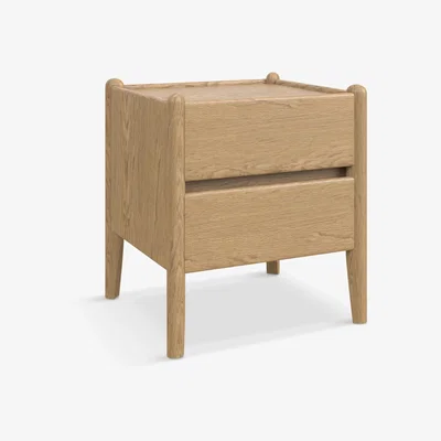 John Lewis John Lewis & Partners Scandi 2 Drawer Bedside Table, Oak