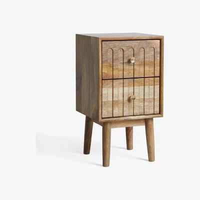 John Lewis ANYDAY John Lewis & Partners Groove 2 Drawer Bedside Table, Natural