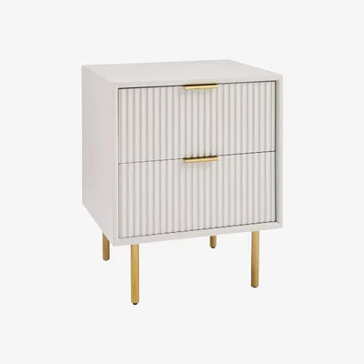 John Lewis west elm Quinn 2 Drawer Bedside Table, White